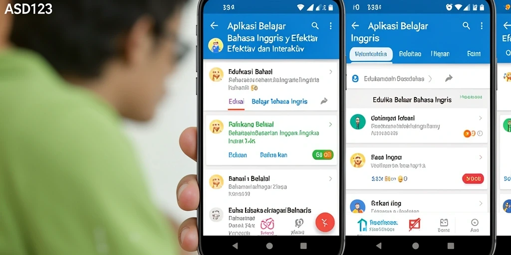 Tampilan antarmuka utama aplikasi Belajar Bahasa Inggris dengan fitur interaktif.