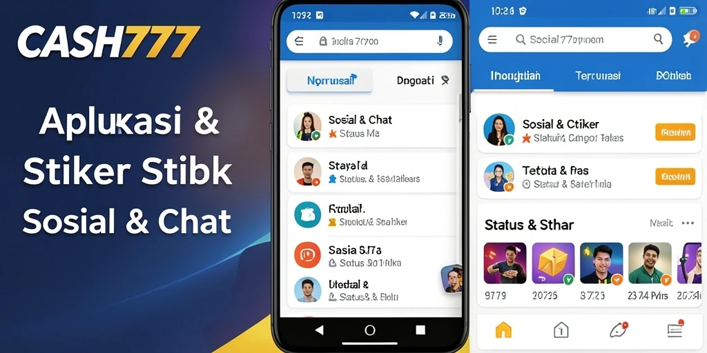 Tampilan antarmuka CASH777 dengan berbagai stiker menarik.