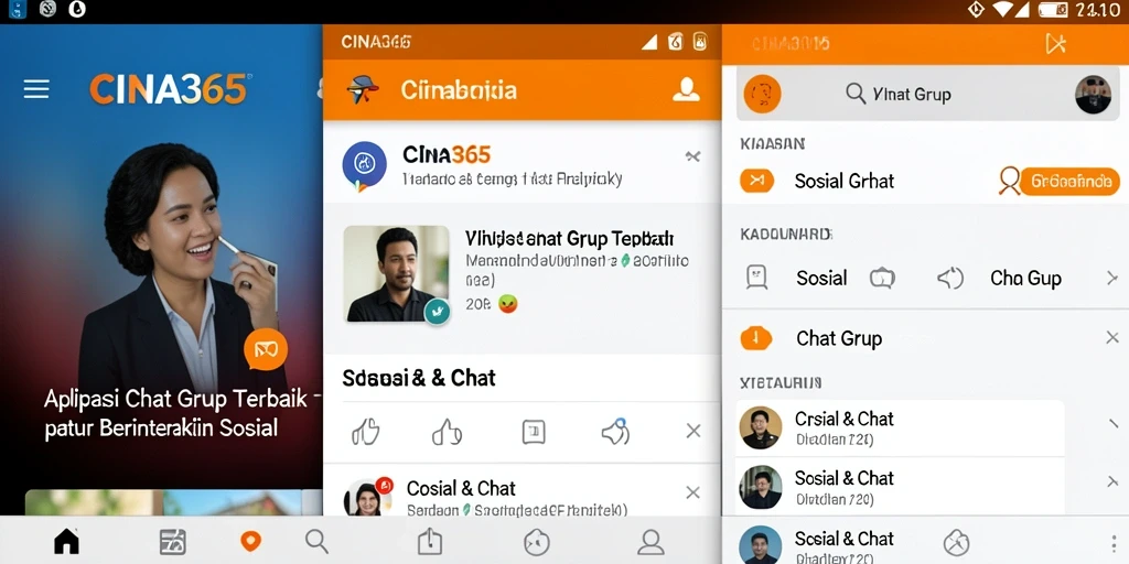 Antarmuka CINA365 yang menarik dan fungsional dalam Chat Grup.