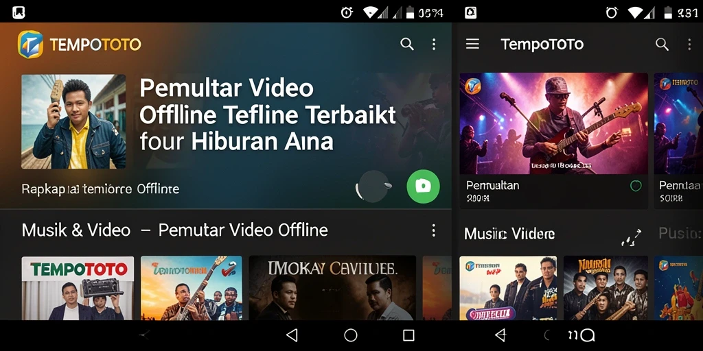 Tampilan antarmuka TEMPOTOTO untuk pemutaran video offline.