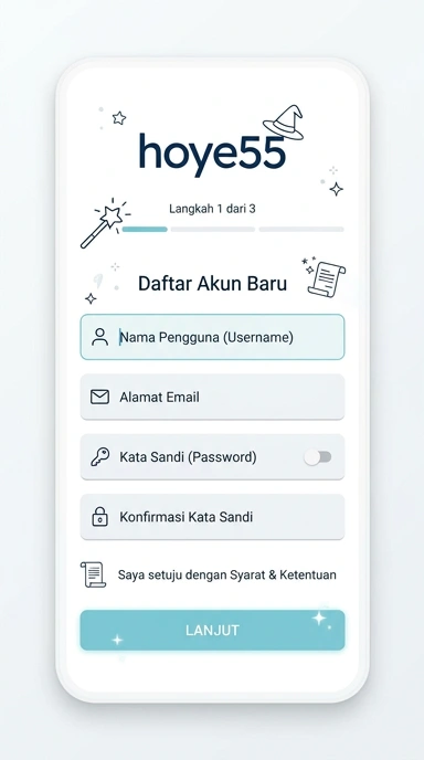 Tampilan halaman daftar hoye55