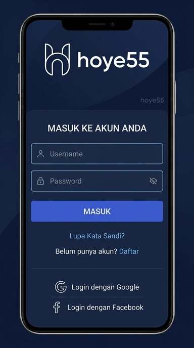 Tampilan halaman login hoye55